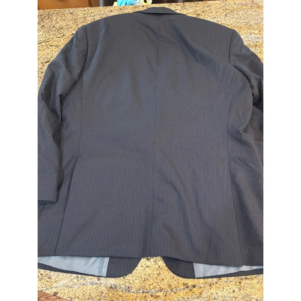 Hugo Boss Navy Pinstripe Blazer Super‎ 120 Virgin Wool Suit Sports Coat 42R
